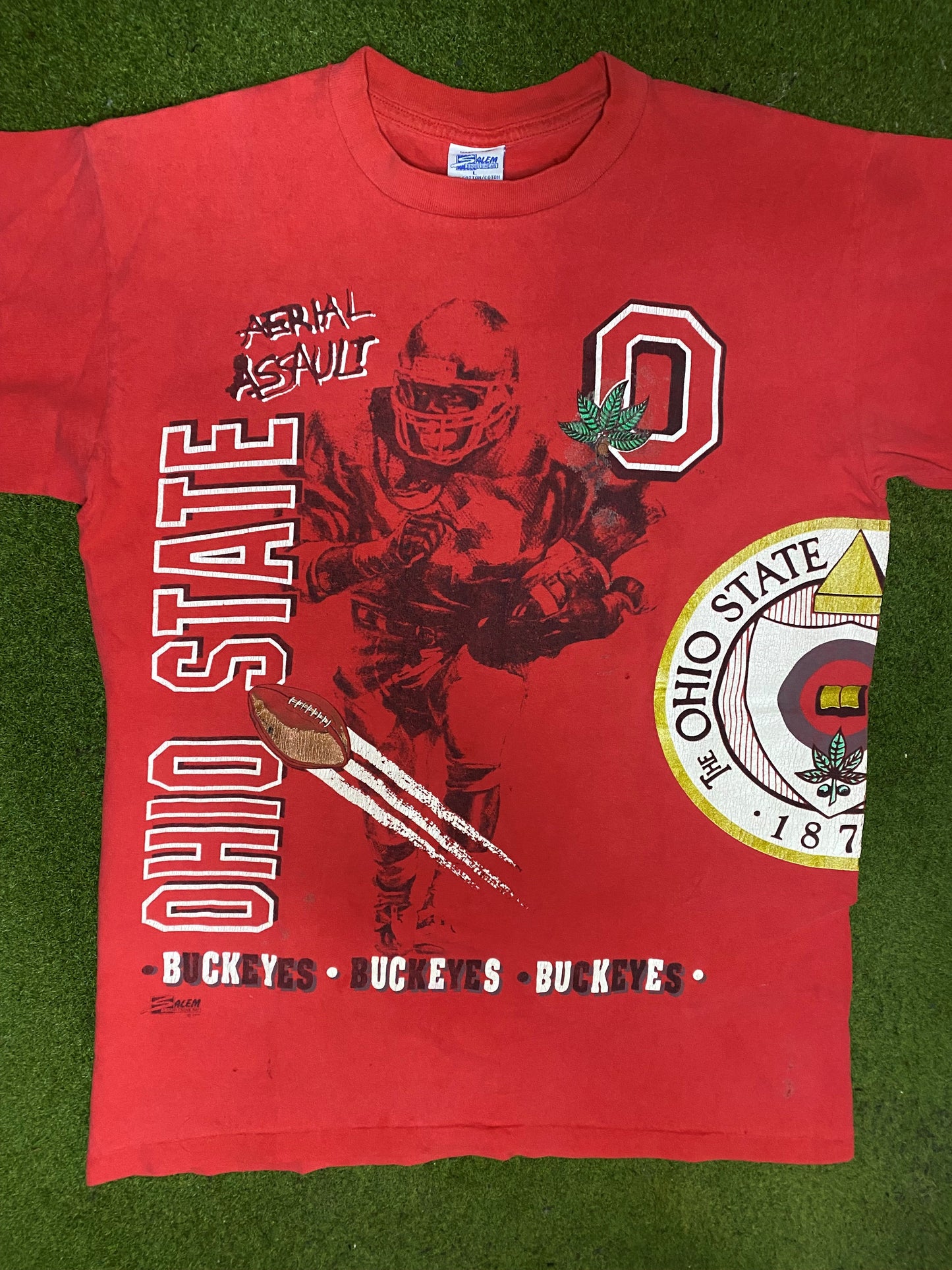 90s Ohio State Buckeyes - All Over Print - Vintage College T-Shirt (Large) Gametime Vintage