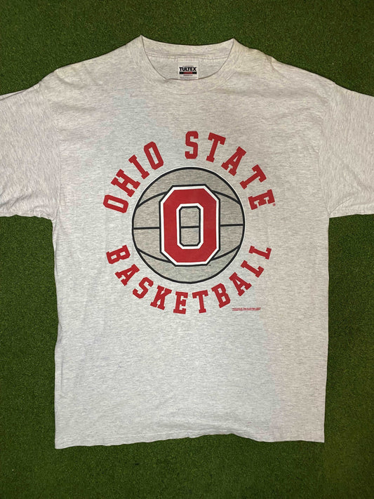 90s Ohio State Buckeyes - Vintage College Basketball Tee Shirt (XL) - Gametime Vintage