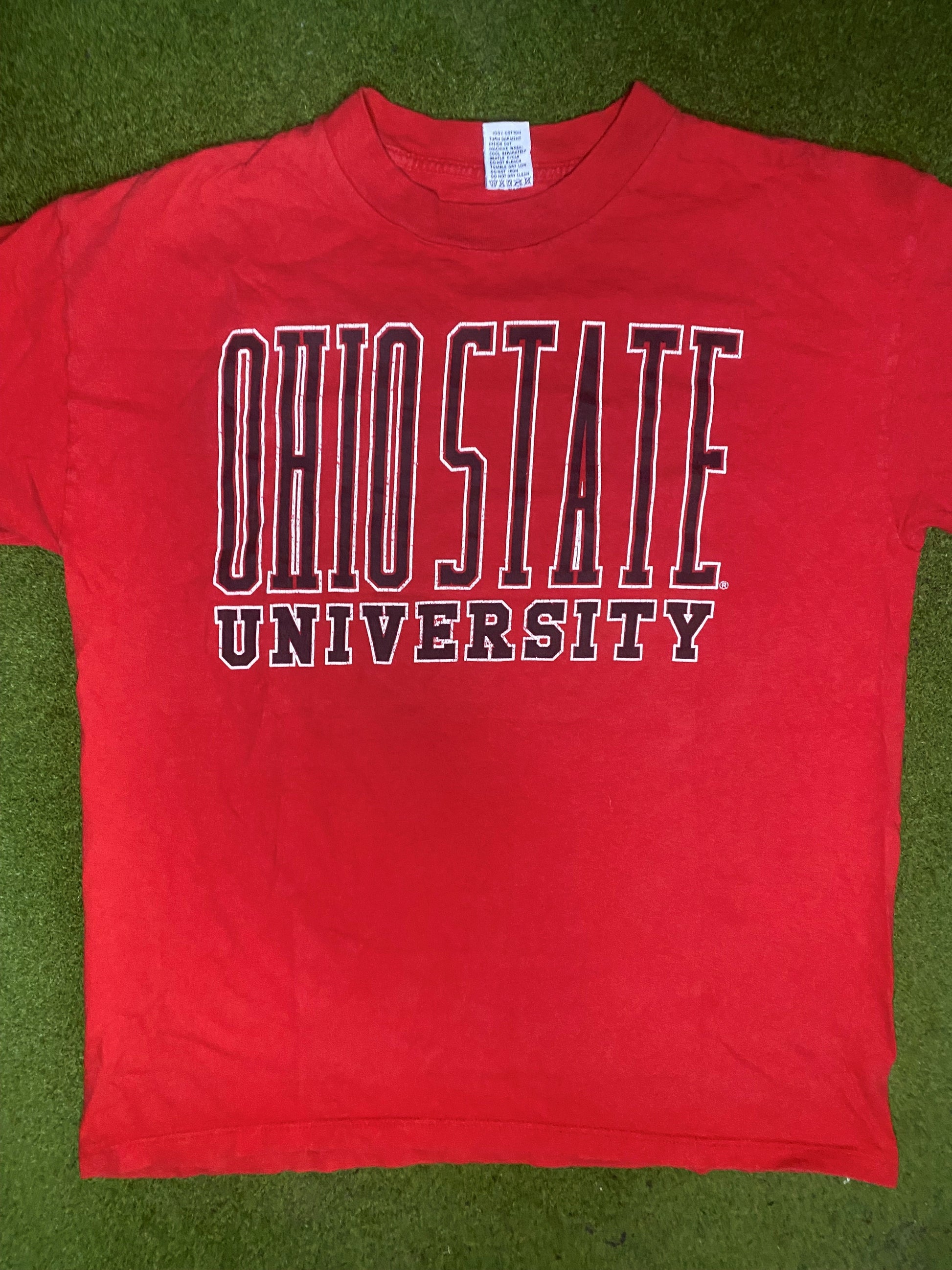 90s Ohio State Buckeyes - Double Sided - Vintage College T-Shirt (Large)