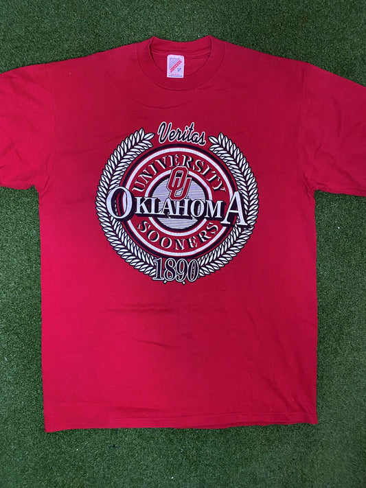 90s Oklahoma Sooners - Vintage University Tee Shirt (Large)