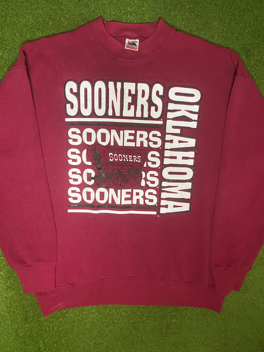 90s Oklahoma Sooners - Vintage College Sweatshirt (XL) Gametime Vintage