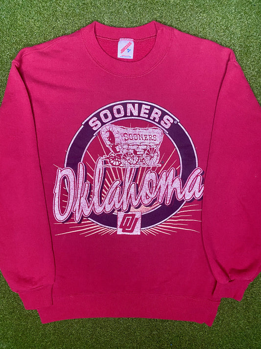 90s Oklahoma Sooners - Vintage College Crewneck Sweatshirt (Medium)