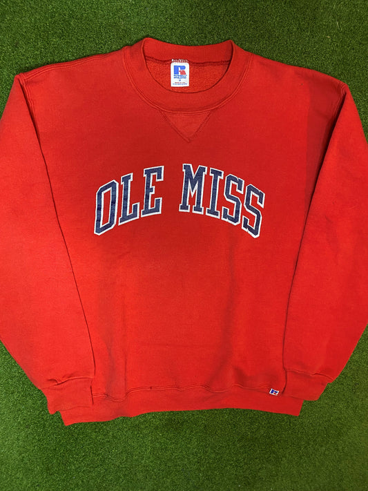 90s Ole Miss Rebels - Vintage College Sweatshirt (Medium)