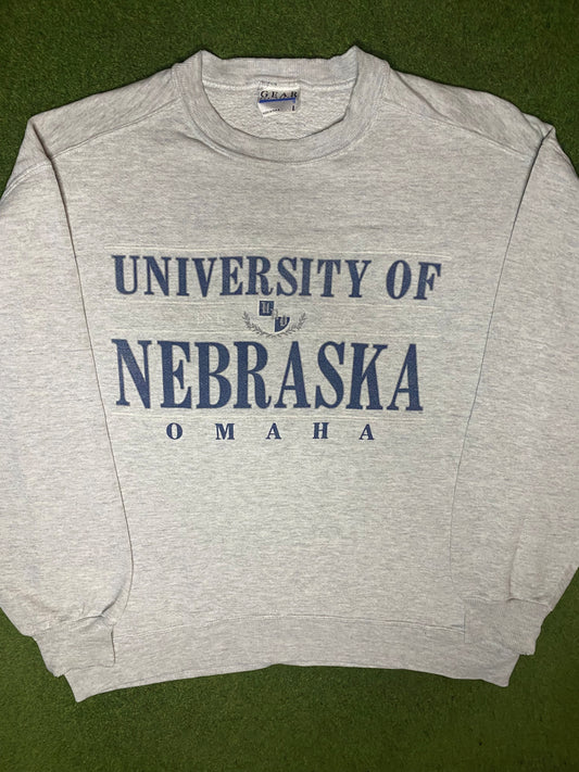 90s Omaha Mavericks - Vintage University Sweatshirt (Large) - Gametime Vintage