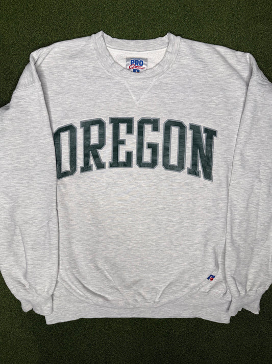 90s Oregon Ducks - Heavyweight - Vintage College Crewneck Sweatshirt (XL)