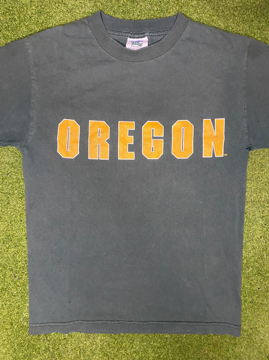 90s Oregon Ducks - Vintage College T Shirt (Small) - Gametime Vintage