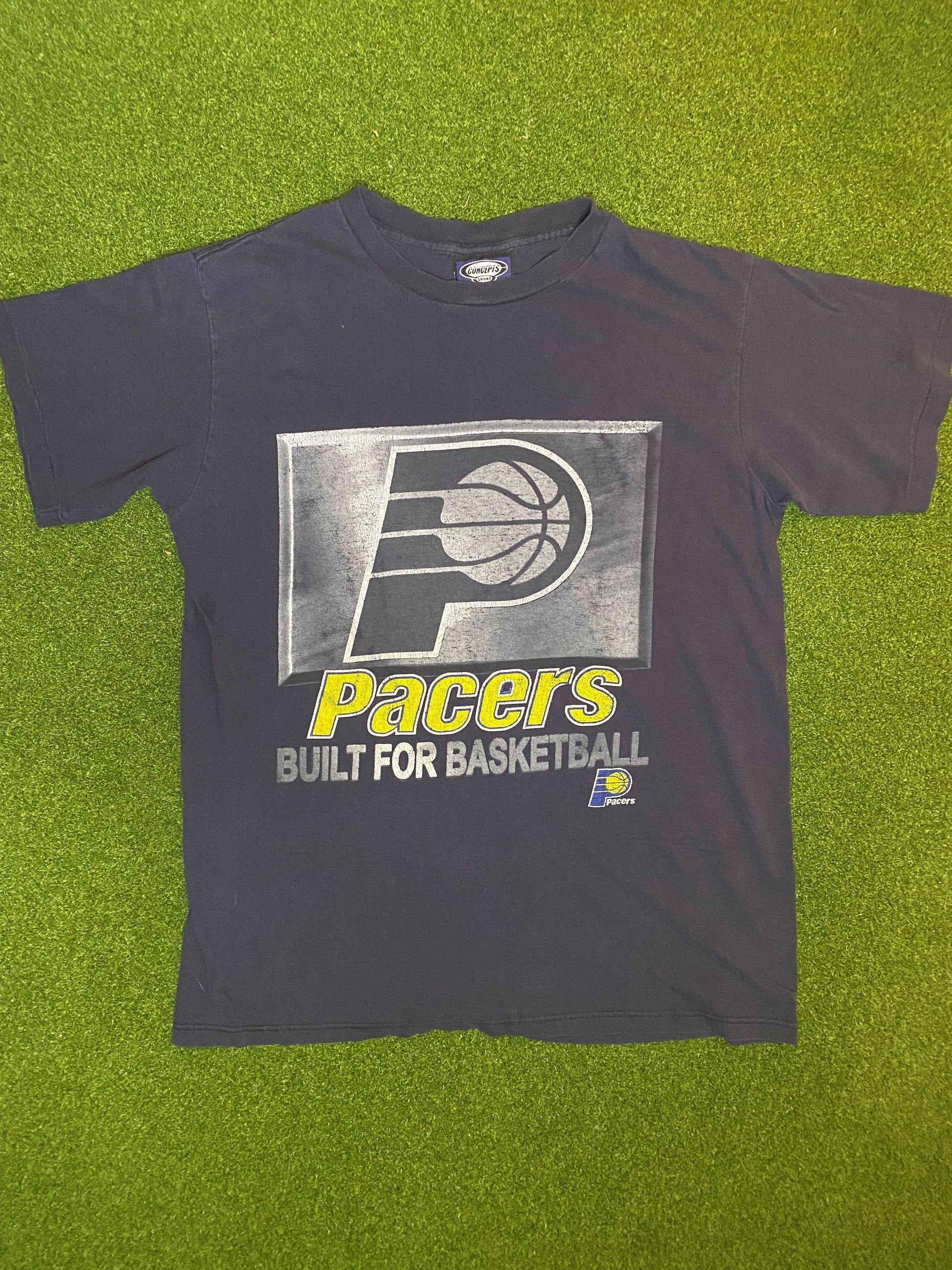 90s Indiana Pacers - Built For Basketball - Vintage NBA Tee Shirt (Medium)