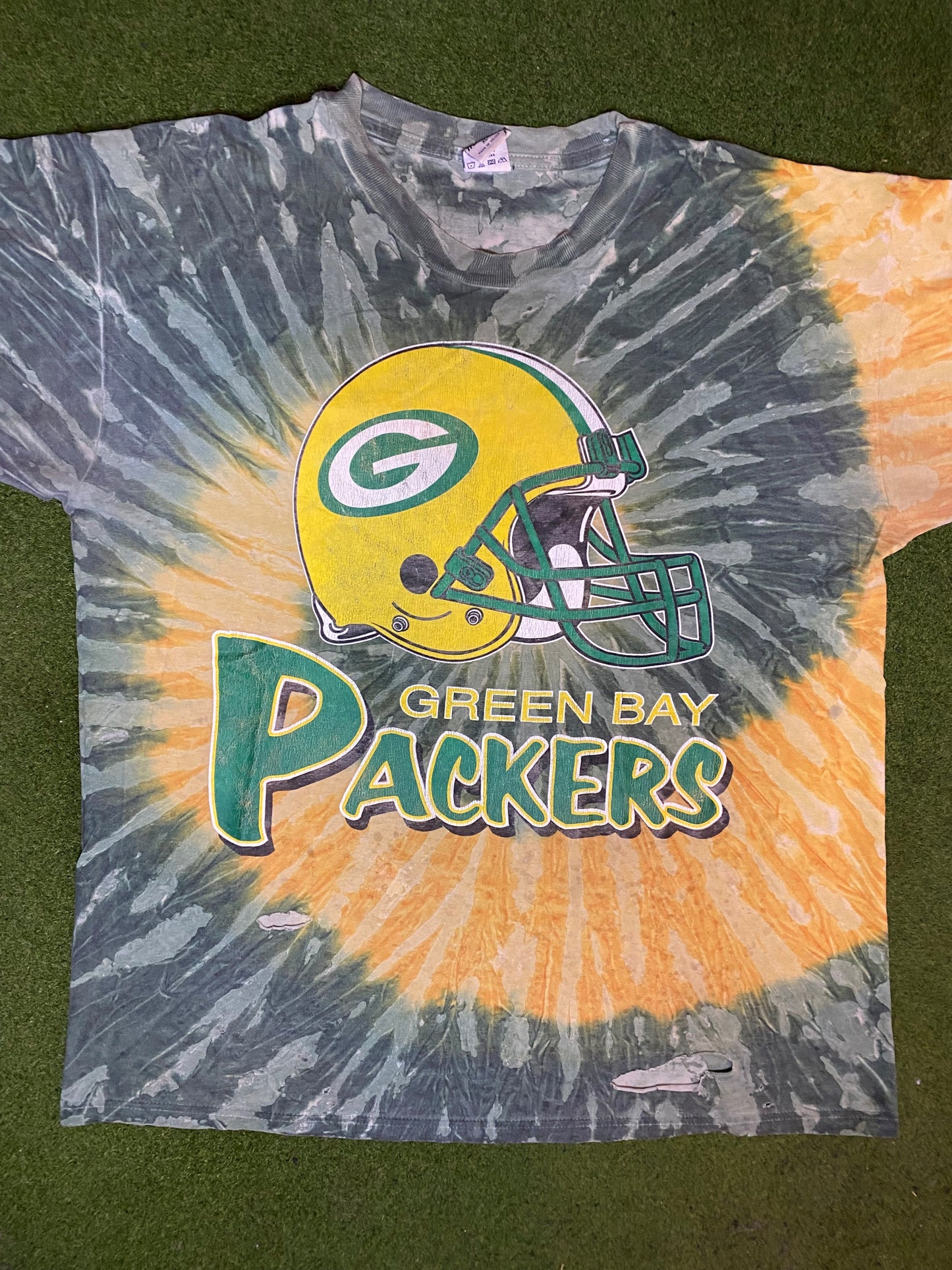 90s Green Bay Packers - Tie Dye - Vintage NFL T-Shirt (XL)