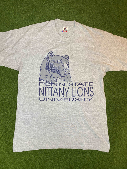 90s Penn State Nittany Lions - Big Logo - Vintage College Tee Shirt (Large)