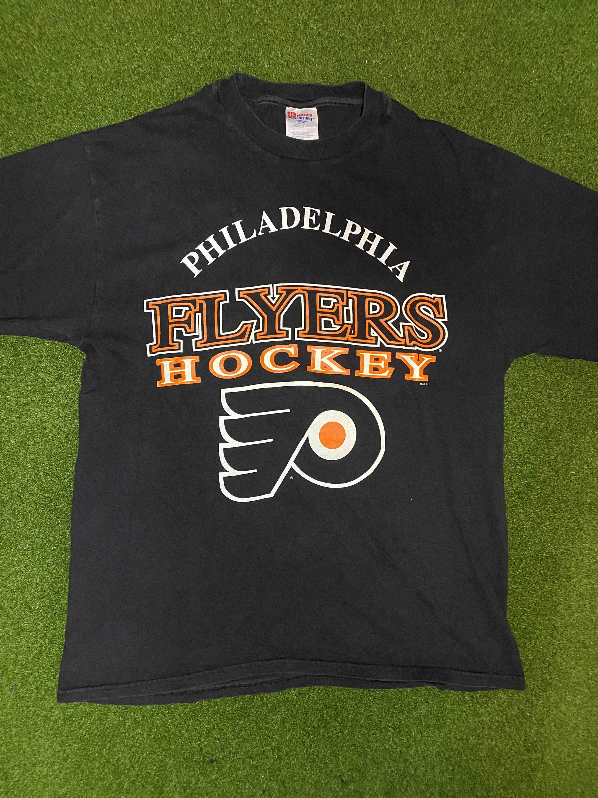 90s Philadelphia Flyers - Big Logo - Vintage NHL Tee Shirt (Large)