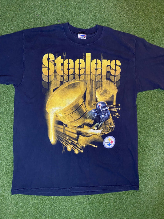 90s Pittsburgh Steelers - Big Logo - Vintage NFL Tee Shirt (XL)