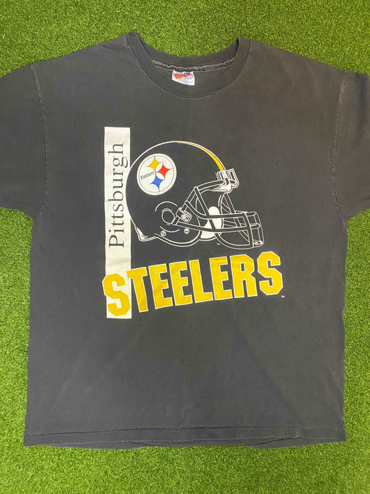 90s Pittsburgh Steelers - Big Logo - Vintage NFL Tee Shirt (XL) Gametime Vintage