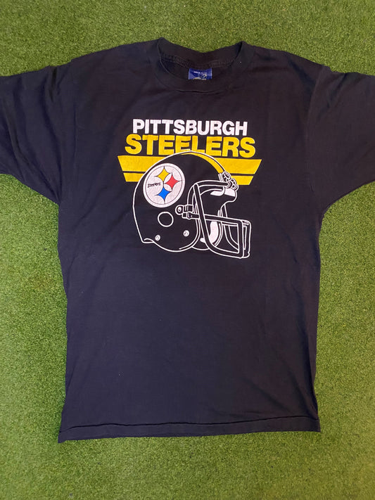 90s Pittsburgh Steelers - Vintage NFL T-Shirt (Large) Gametime Vintage