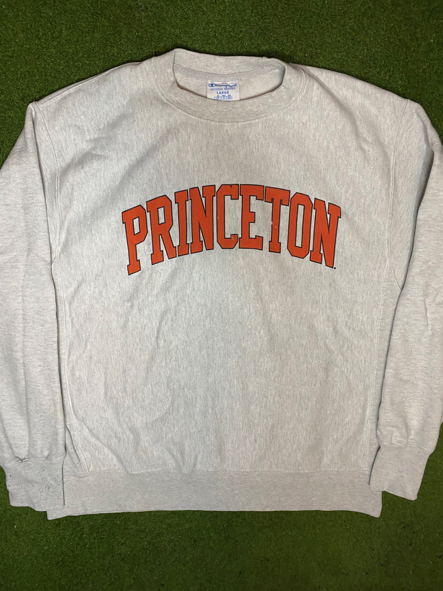 90s Princeton Tigers - Reverse Weave - Vintage Ivy League Sweatshirt (Large) 