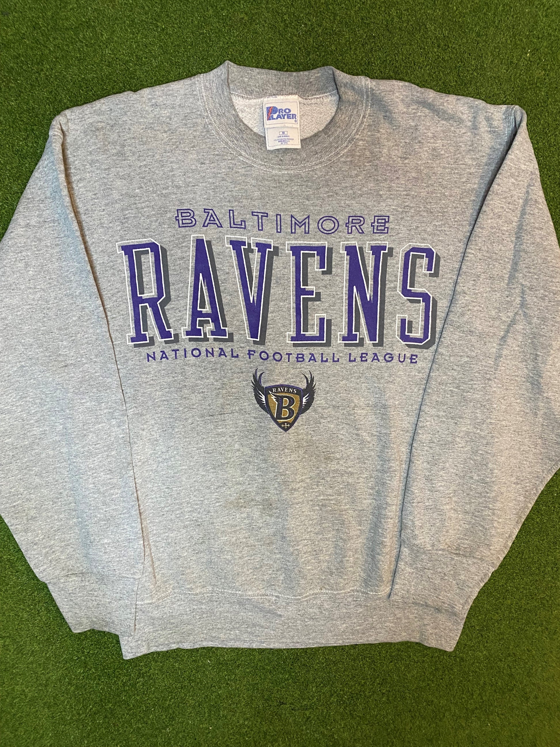 90s Baltimore Ravens - Vintage NFL Crewneck Sweatshirt (Medium)