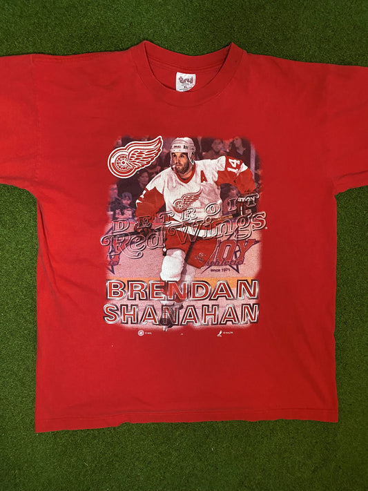 90s Detroit Red Wings - Brendan Shanahan - Vintage NHL Player T-Shirt (XL)