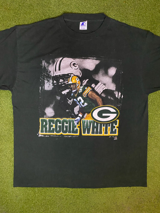 90s Green Bay Packers - Reggie White - Vintage NFL Player T-Shirt (XL) Gametime Vintage