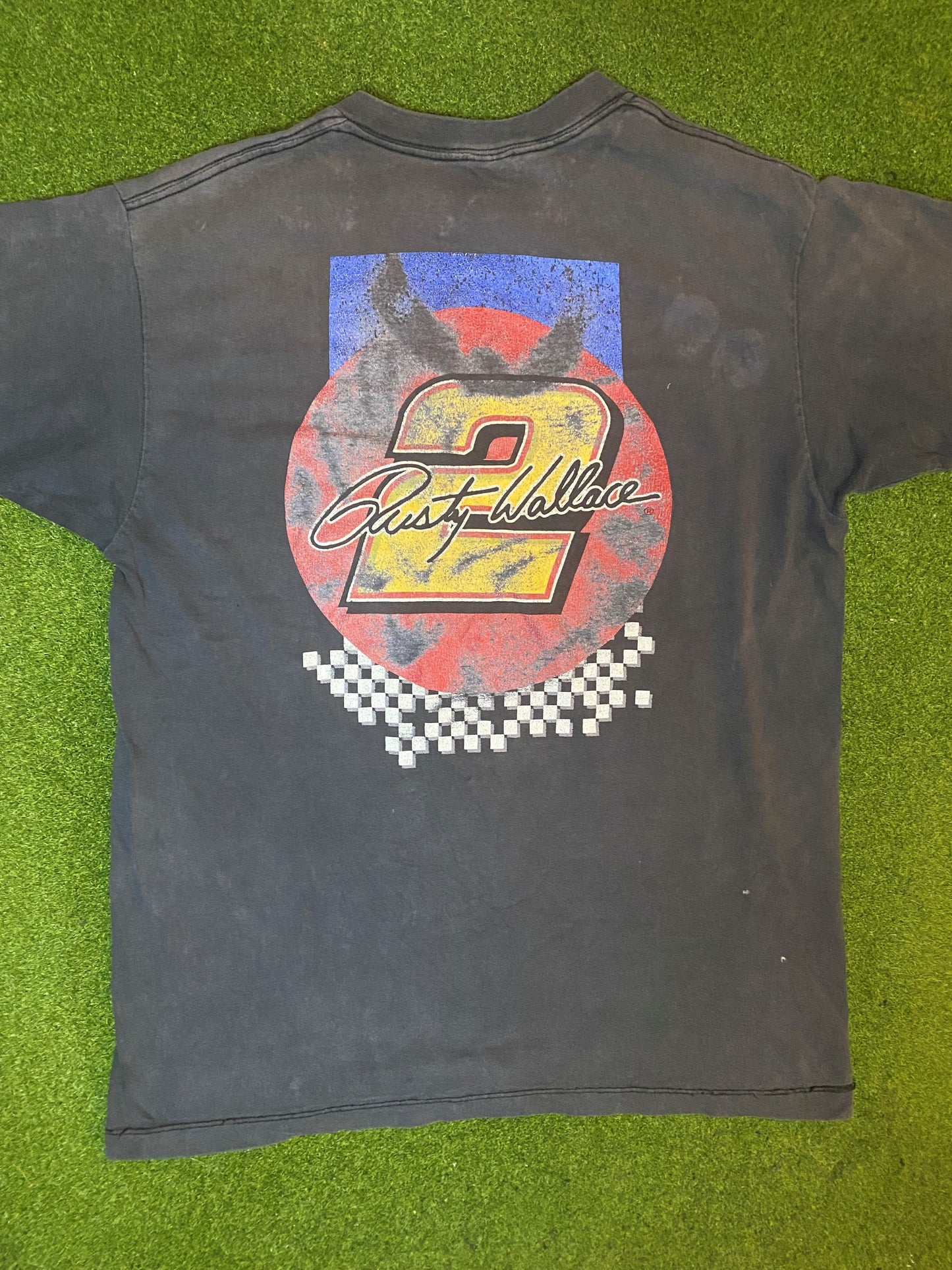 90s Rusty Wallace - Double Sided - Vintage NASCAR T-Shirt (Large)