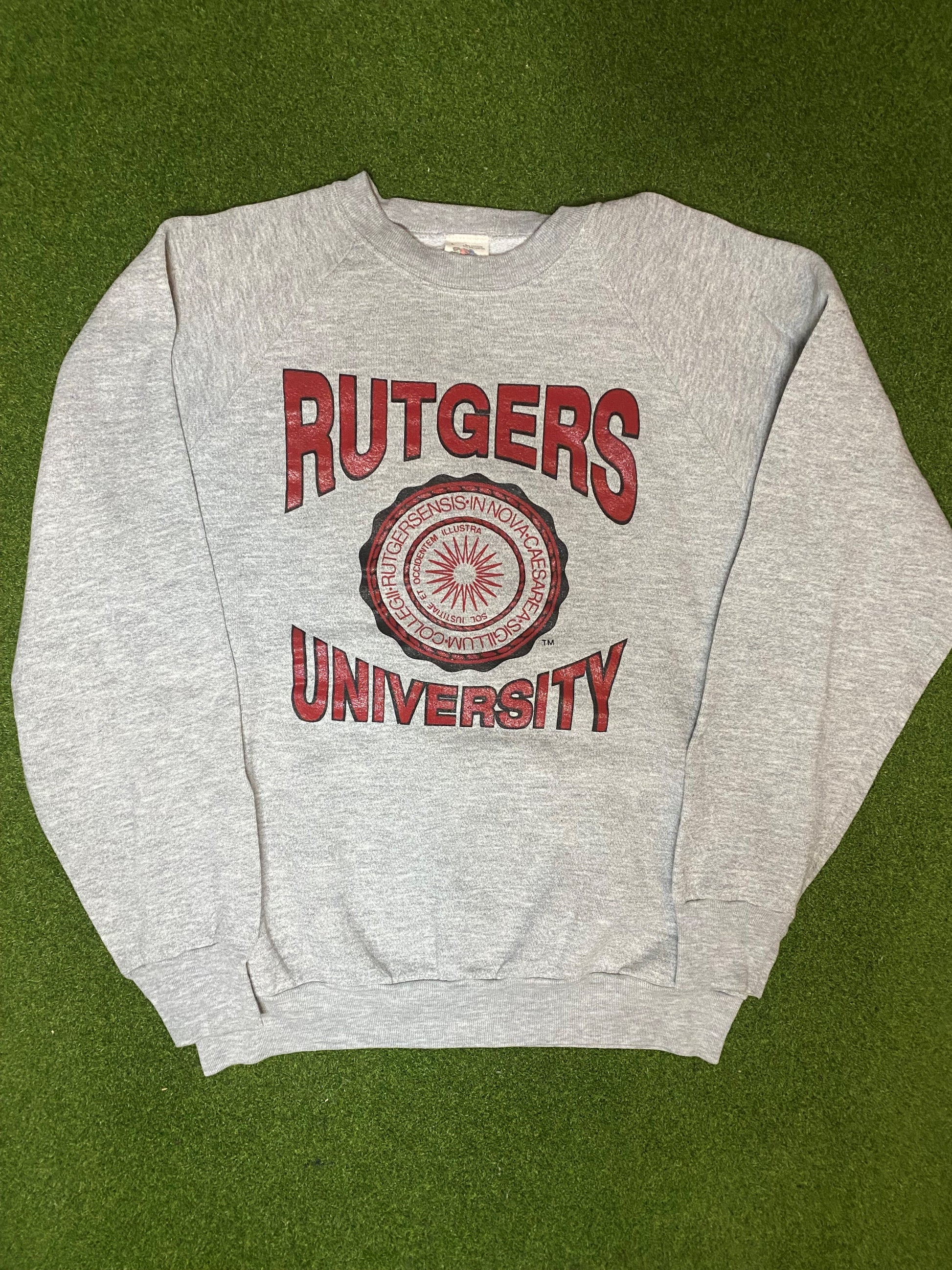 90s Rutgers Scarlet Knights - Vintage College Crewneck Sweatshirt (Large)