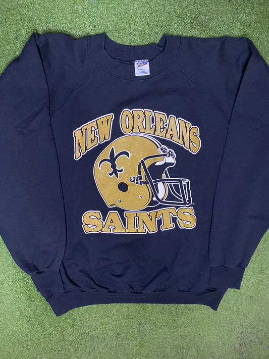 90s New Orleans Saints - Vintage NFL Sweatshirt (Large) Gametime Vintage