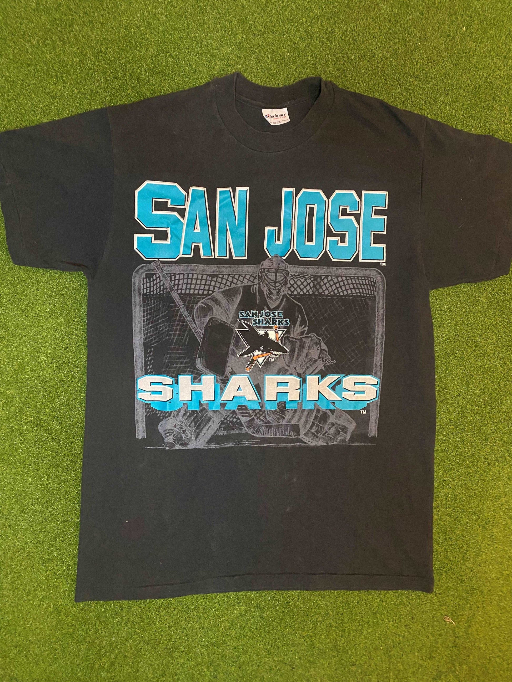 90s San Jose Sharks - Vintage NHL T-Shirt (Large)