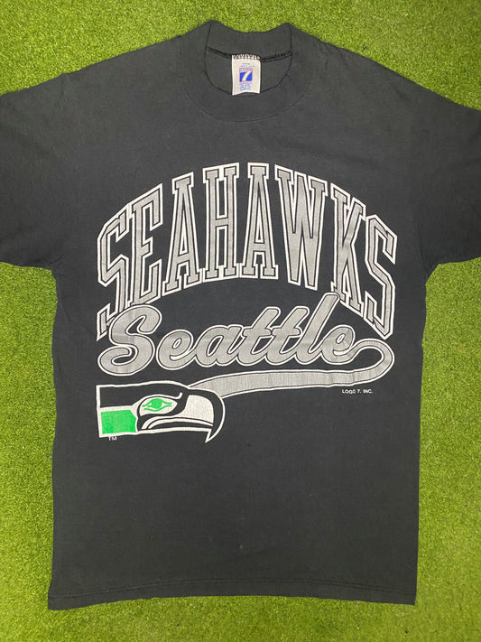 90s Seattle Seahawks - Vintage NFL T Shirt (Medium) - Gametime Vintage