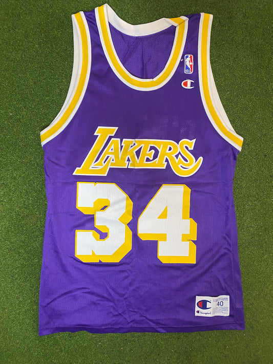 90s Los Angeles Lakers - Shaquille O'Neal #34 - Champion - Vintage NBA Jersey (40)