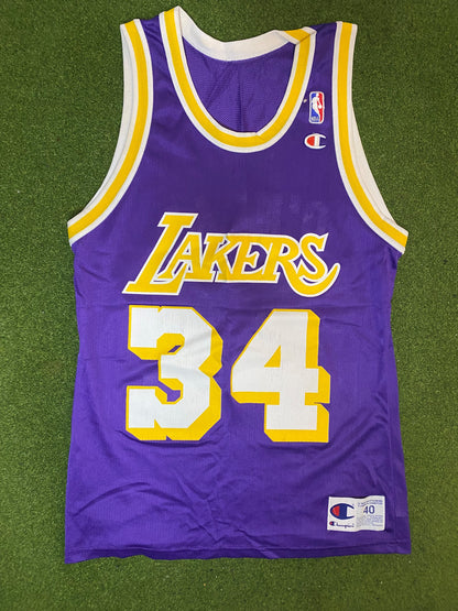 90s Los Angeles Lakers - Shaquille O'Neal #34 - Champion - Vintage NBA Jersey (40) 