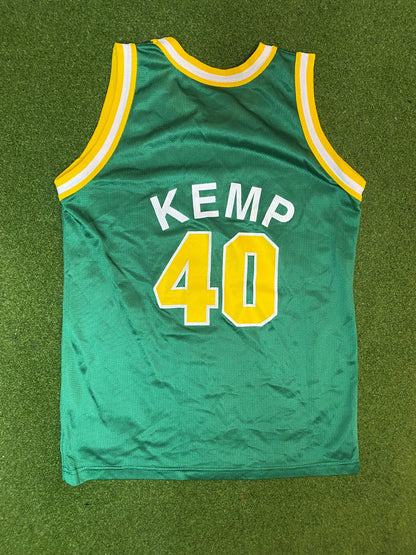 90s Seattle Supersonics - Shawn Kemp #40 - Champion - Vintage NBA Jersey (Youth Large)