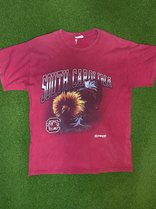 90s South Carolina Gamecocks - Vintage College Tee Shirt (Large) Gametime Vintage