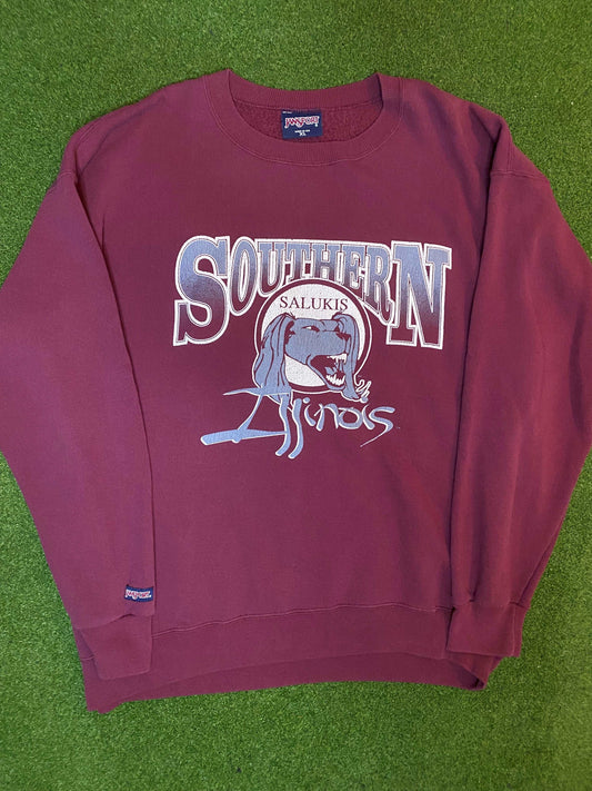 90s Southern Illinois Salukis - Vintage College Crewneck Sweartshirt (XL) Gametime Vintage