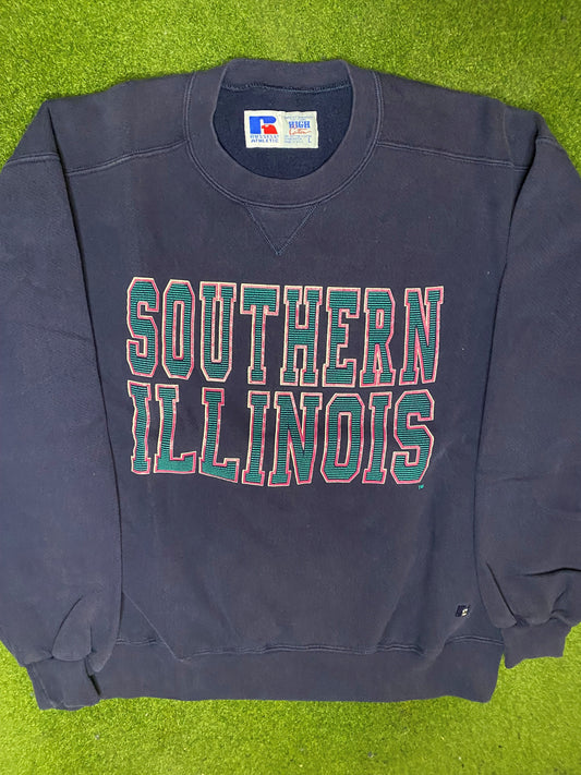 90s Southern Illinois Salukis - Vintage College Sweatshirt (Large) Gametime Vintage