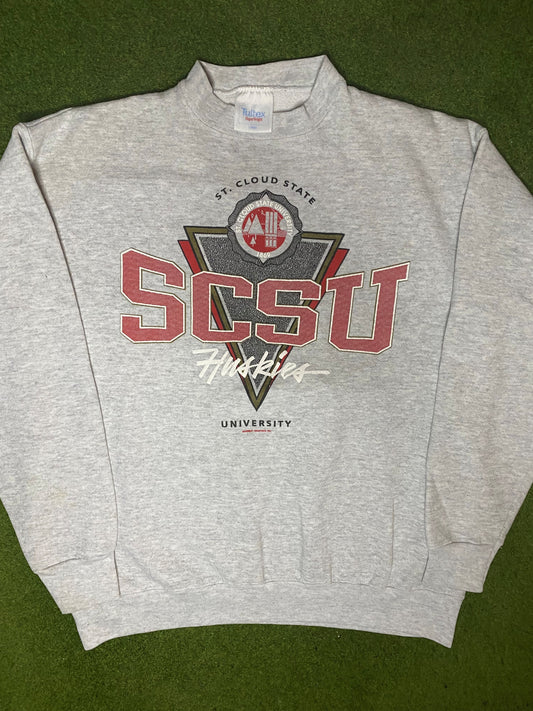 90s St. Cloud State Huskies - Vintage College Sweatshirt (Large) - Gametime Vintage