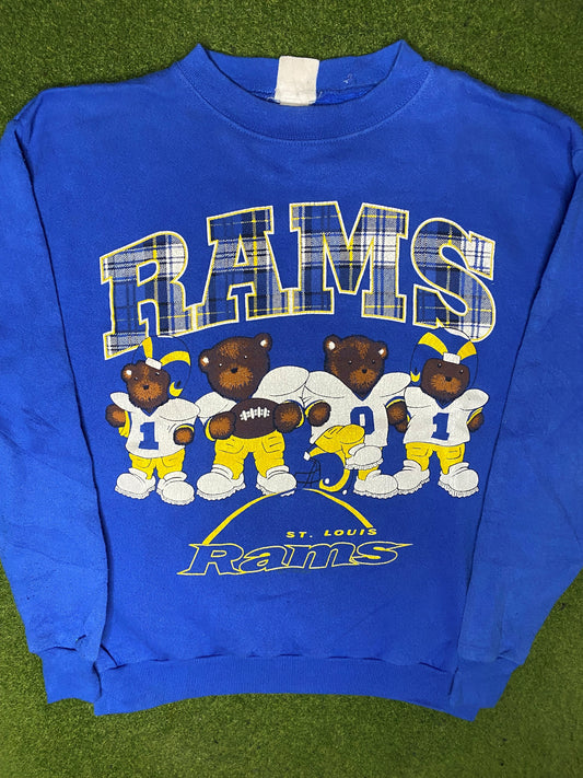 90s St. Louis Rams - Teddy Bears - Vintage NFL Sweatshirt (Youth XL) - Gametime Vintage