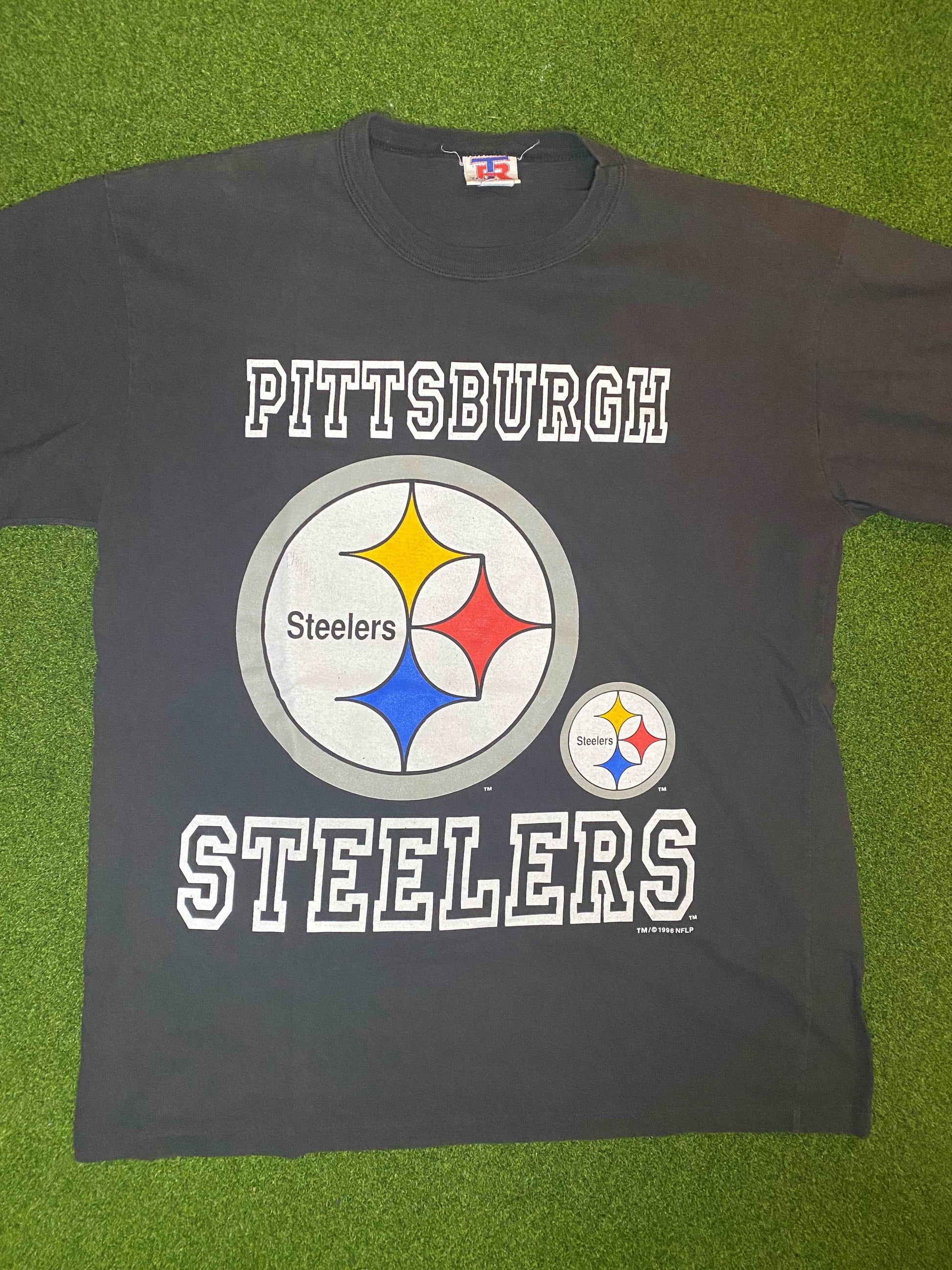 1996 Pittsburgh Steelers - Big Logo - Vintage NFL Tee Shirt (Large)