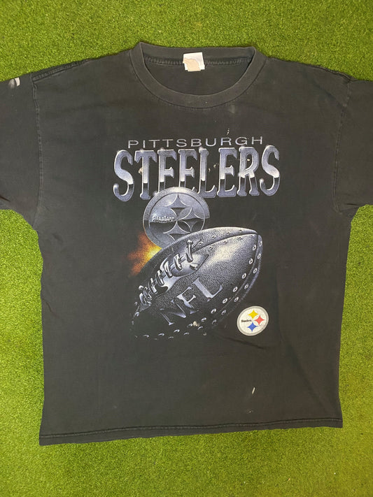 90s Pittsburgh Steelers - Vintage NFL T-Shirt (XL) Gametime Vintage