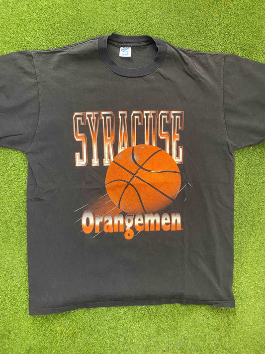 90s Syracuse Orangemen - Big Logo - Vintage College Basketball Tee Shirt (XL) Gametime Vintage