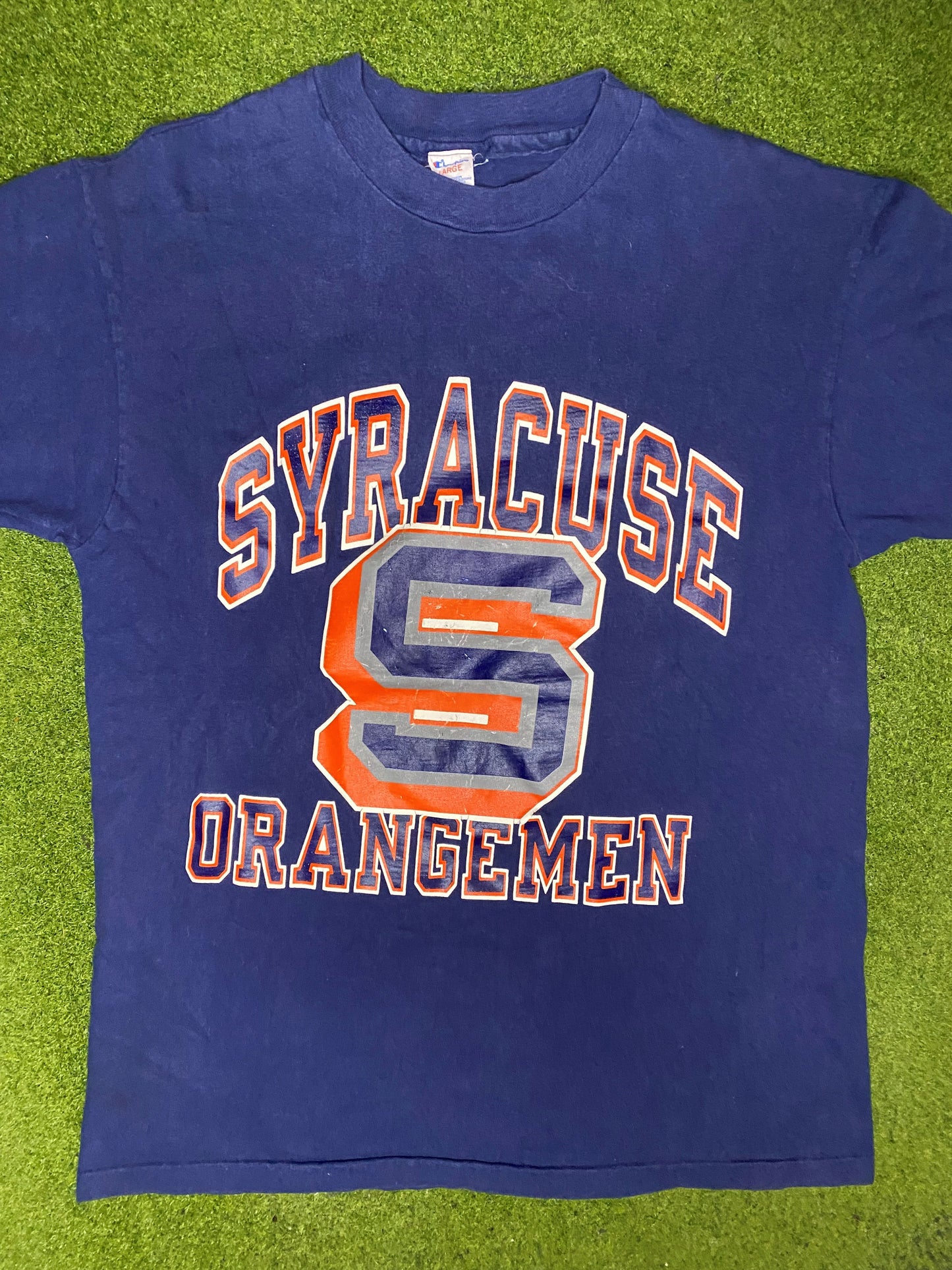 90s Syracuse Orangemen - Vintage College T Shirt (Large) - Gametime Vintage
