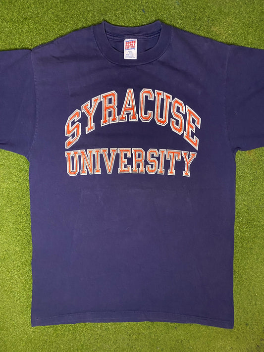 90s Syracuse Orangemen - Vintage College Tee (Large) - Gametime Vintage