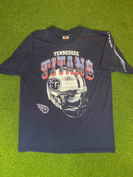 90s Tennessee Titans - Big Logo - Vintage NFL Tee Shirt (Large)