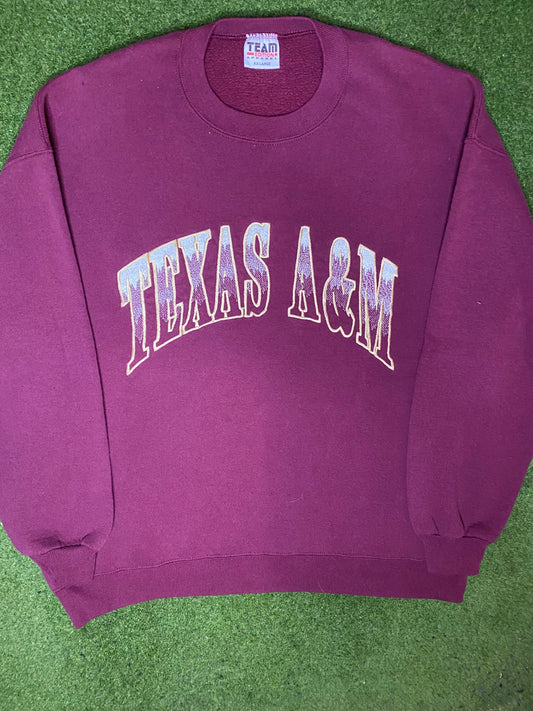 90s Texas A&M Aggies - Vintage College Sweatshirt (2XL) 