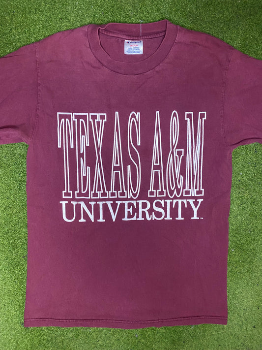 90s Texas A&M Aggies - Vintage College T-Shirt (Medium) Gametime Vintage