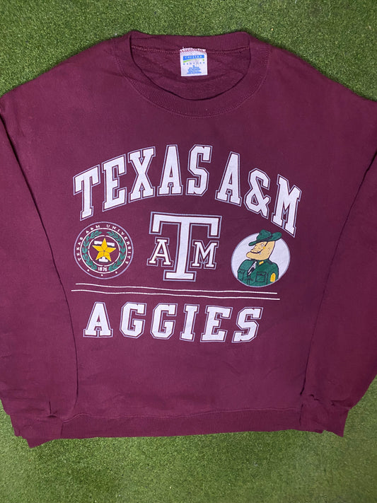 90s Texas A&M Aggies - Vintage College Sweatshirt (XL)