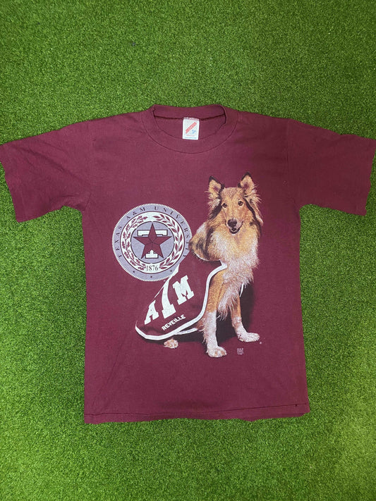 90s Texas A&M Aggies - Big Logo - Vintage College Tee Shirt (Small)