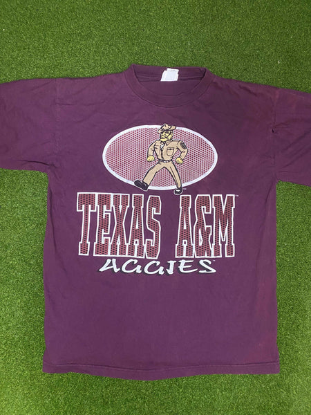 90s Texas A&M Aggies - Big Logo - Vintage College Tee Shirt (Medium)