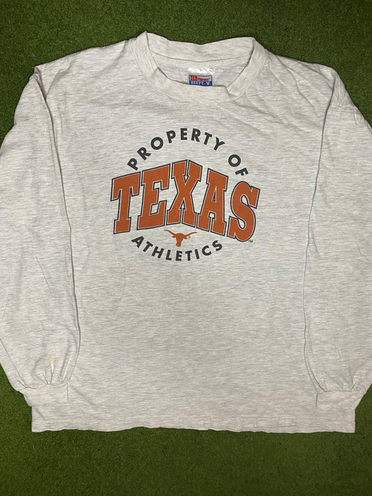 90s Texas Longhorns - Vintage College Long Sleeve (XL) Gametime Vintage