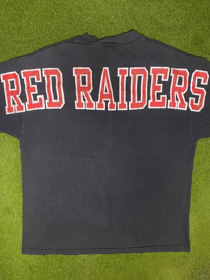 90s Texas Tech Red Raiders - Vintage College T Shirt (XL) - Gametime Vintage