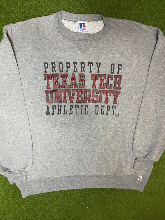 90s Texas Tech Red Raiders - Vintage University Sweatshirt (XL) Gametime Vintage