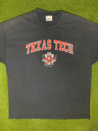 90s Texas Tech Red Raiders - Vintage College T Shirt (XL) - Gametime Vintage