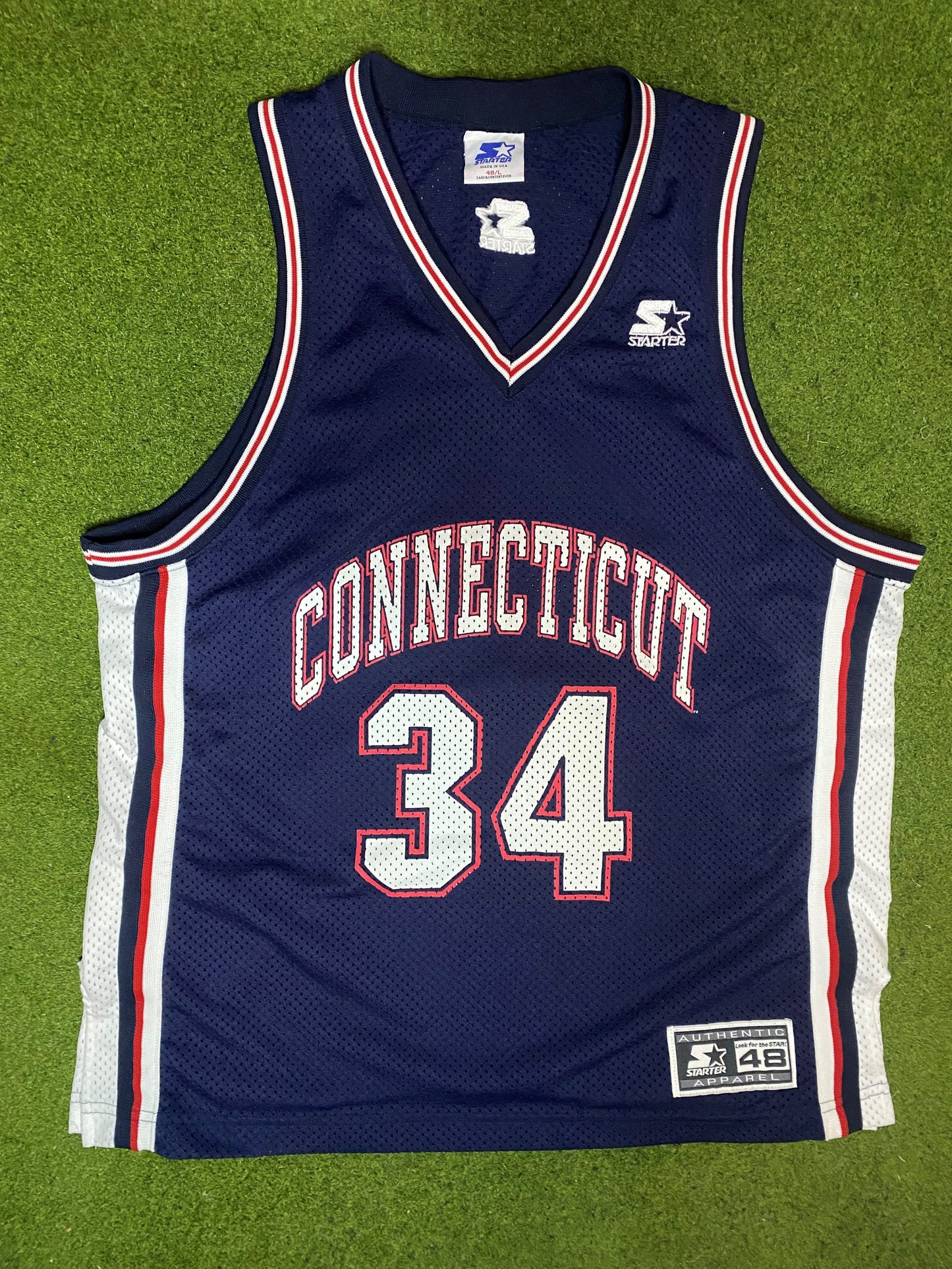 90s UConn Huskies - #34 Starter - Vintage College Basketball Jersey (48) 